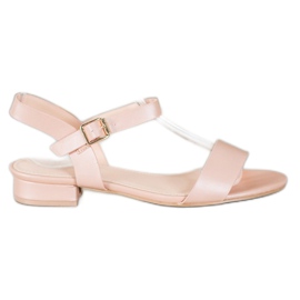 Small Swan Sandale cu toc mic roz Small Swan Sandale cu toc mic roz