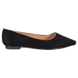 SHELOVET Suede Ballerina In Spitz negru