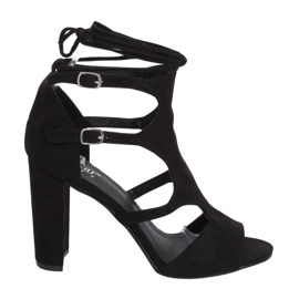 Sandale cu toc înalt negru NS111P Negru