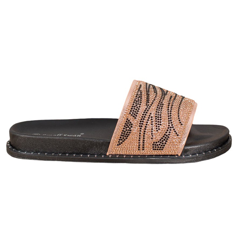 SHELOVET Papuci la modă cu zirconiu cubic maro galben