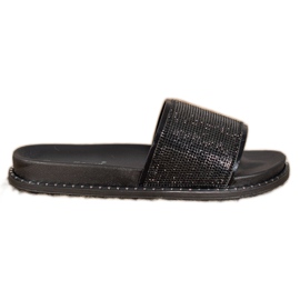 SHELOVET Papuci la modă cu zirconiu cubic negru