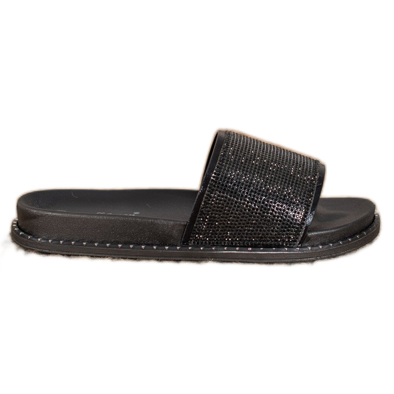 SHELOVET Papuci la modă cu zirconiu cubic negru