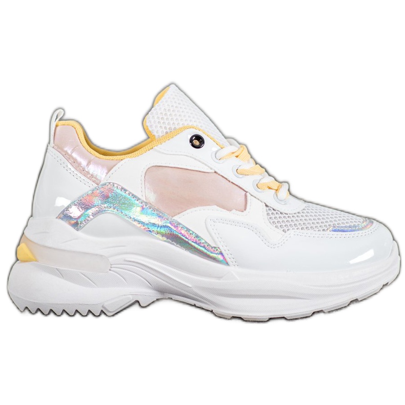 SHELOVET Adidași eleganți din piele ecologică alb multicolor