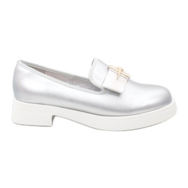 Pantofi de alunecare argintii pe platforma JFL656-2 gri Pantofi de alunecare argintii pe platforma JFL656-2 gri