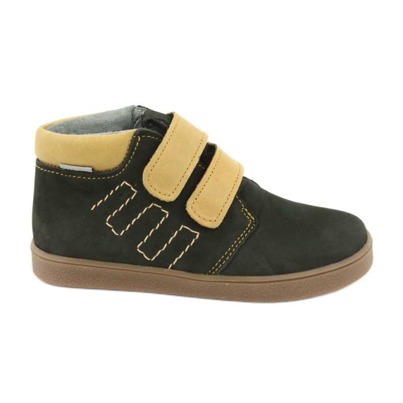 Cizme din piele cu velcro Mazurek 1341 negru multicolor galben