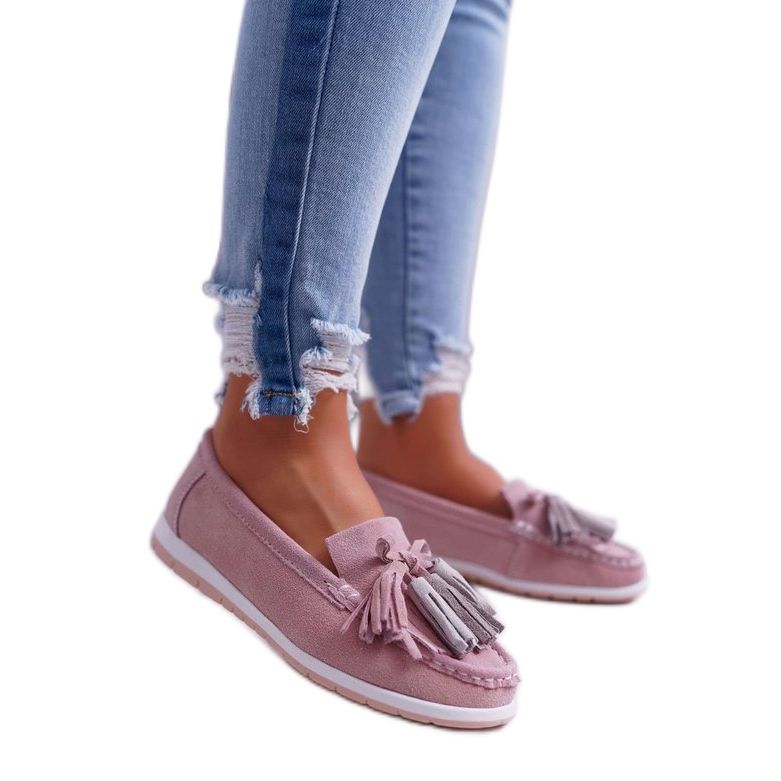 EVE Mocasini din piele de căprioară roz 9PB32-1078