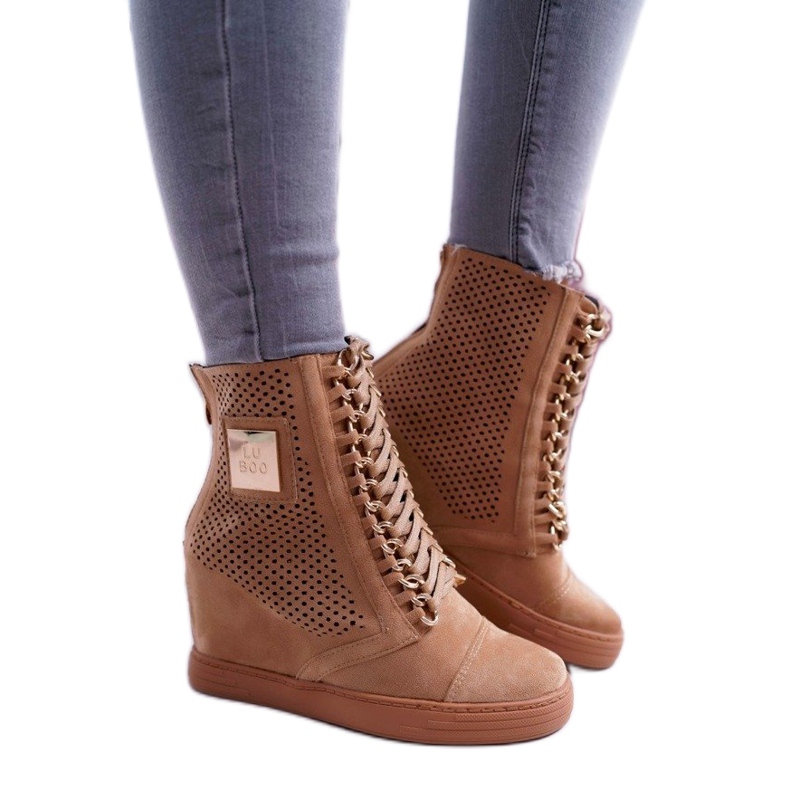 LU BOO Încălțăminte de cămilă, adidași pentru femei deschise B-3EA maro