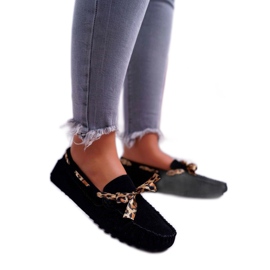 LU BOO Mocasini negri de damă din piele de căprioară 301-10 negru LU BOO Mocasini negri de damă din piele de căprioară 301-10 negru