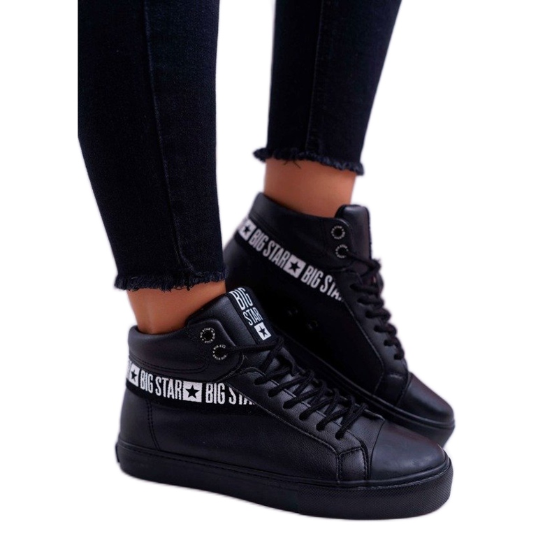 Adidași de dama negri de talie înaltă Big StarEE274355 negru