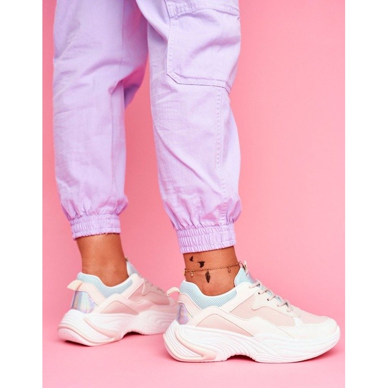 SEA Pantofi sport pentru femei roz BL205 alb multicolor