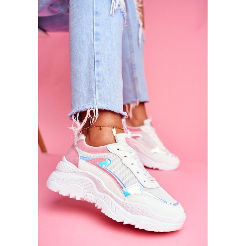 BUGO 878 de pantofi sport pentru femei roz și albi multicolor BUGO 878 de pantofi sport pentru femei roz și albi multicolor