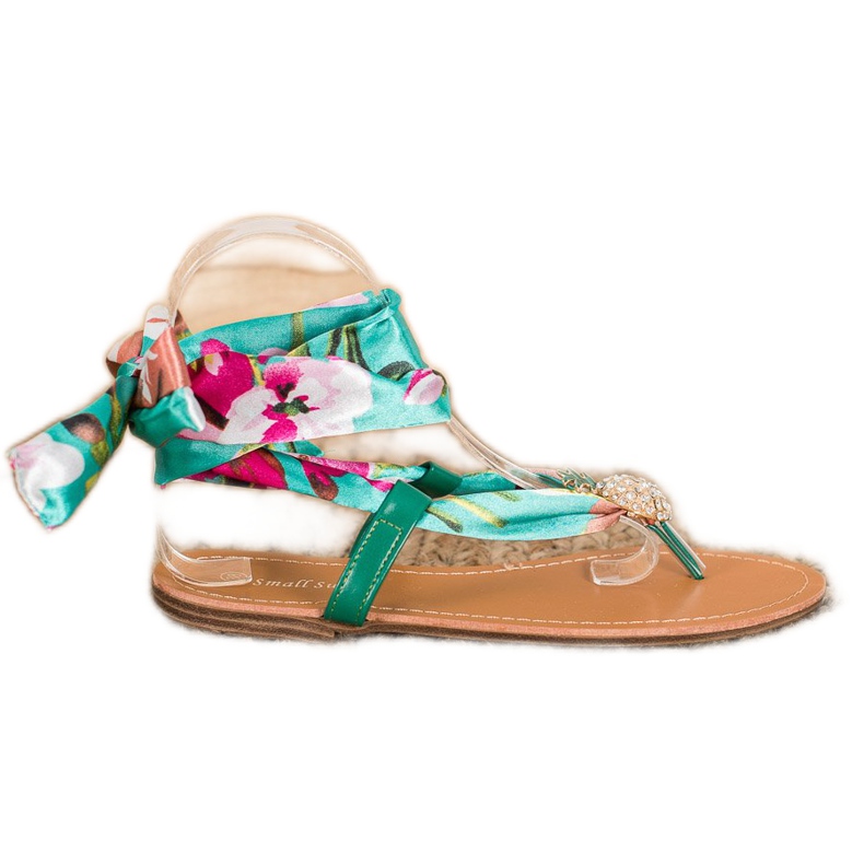 SHELOVET Sandale legate cu ananas multicolor verde