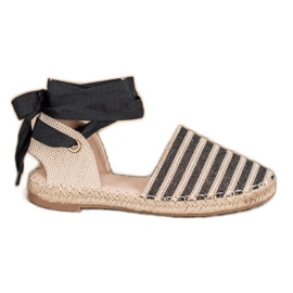 Small Swan Espadrile Cu Panglica Decorativa maro negru Small Swan Espadrile Cu Panglica Decorativa maro negru