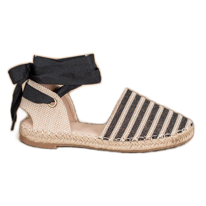 Small Swan Espadrile Cu Panglica Decorativa maro negru