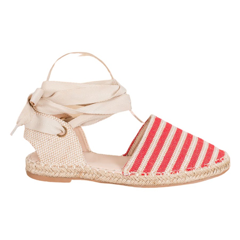 Small Swan Espadrile Cu Panglica Decorativa maro roșu