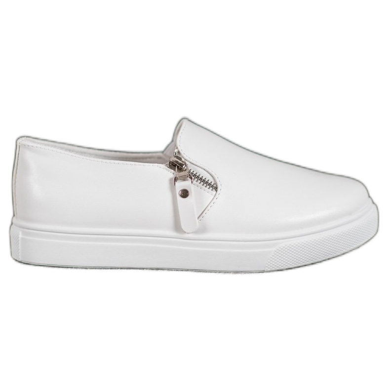 SHELOVET Slipons albi cu fermoar