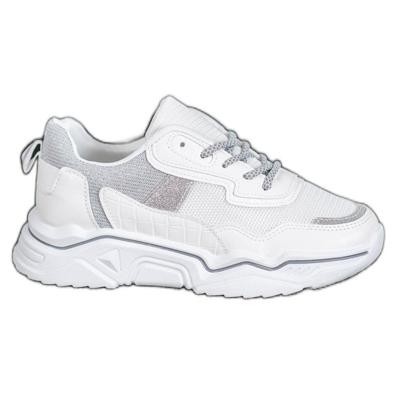 SHELOVET Adidași pe platformă cu sclipici alb