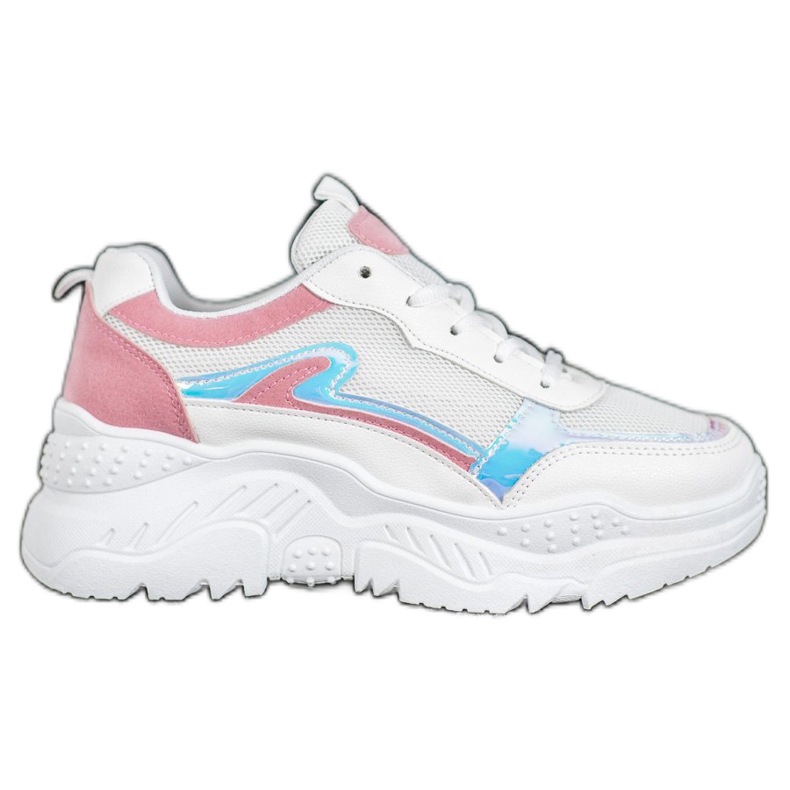 SHELOVET Adidași albi cu efect Holo multicolor