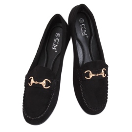 Mocasini din piele de căprioară neagră 77-192 Negru