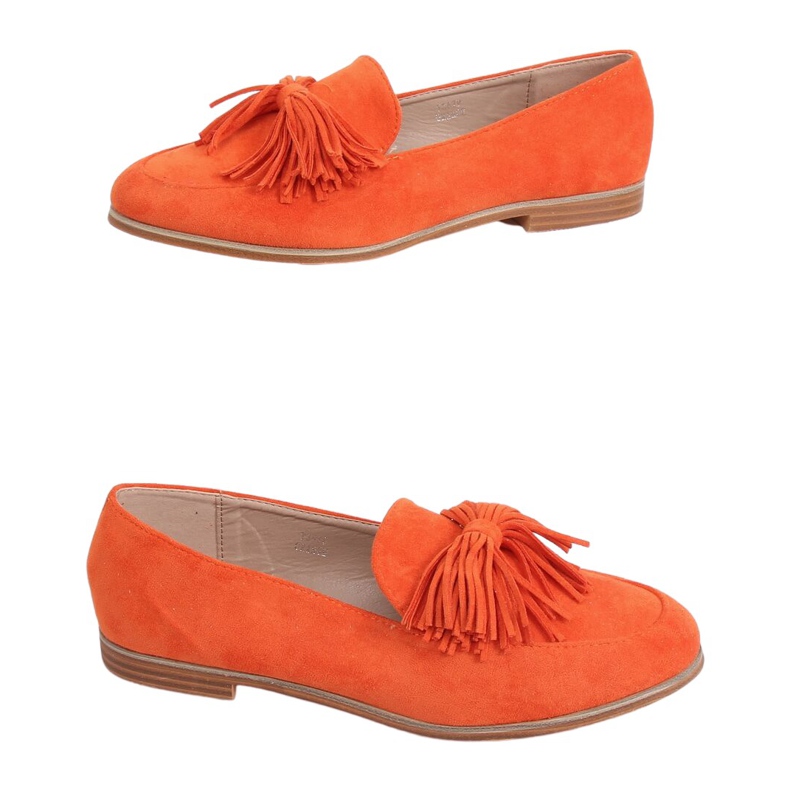 Mocasini dama portocalii cu franjuri T357P Orange portocale