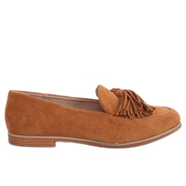Mocasini de damă cu franjuri cămilă T357P Camel maro