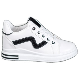 SHELOVET Pantofi sport cu o pană ascunsă alb negru SHELOVET Pantofi sport cu o pană ascunsă alb negru