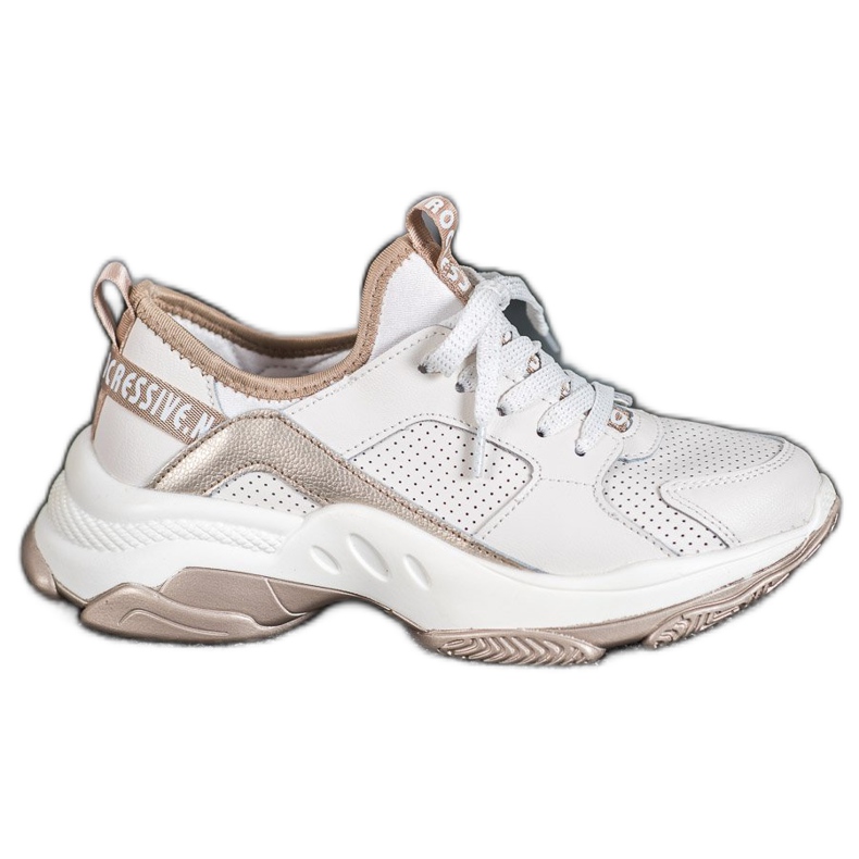 Goodin Adidași din piele ajurată alb galben