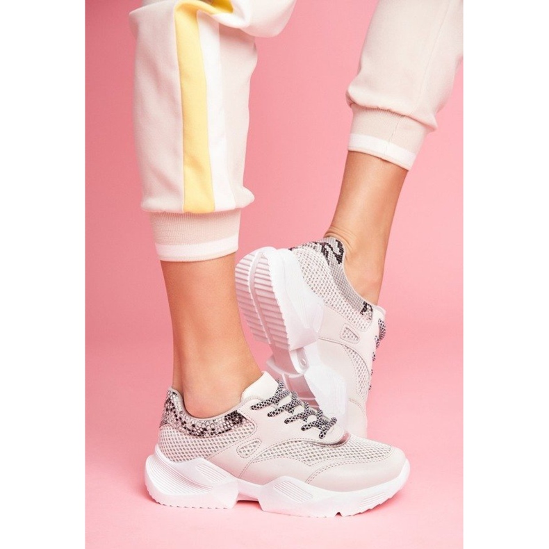 SEA Încălțăminte sport dama din piele de șarpe gri BL192