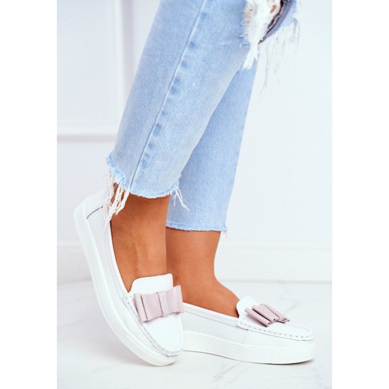 S.Barski Mocasini dama albi și roz LR92035