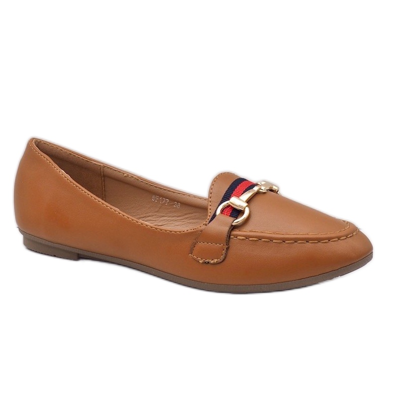 Mocasini balerini din piele ecologică maro 9F177