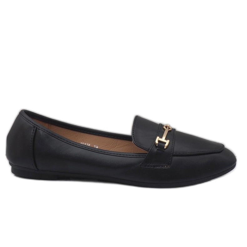 Mocasini balerini din piele ecologică neagră 9F176 negru