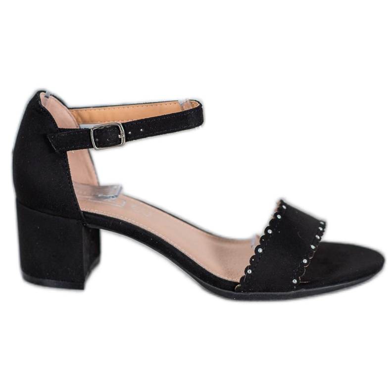 Filippo Sandale din piele de căprioară cu perle negru