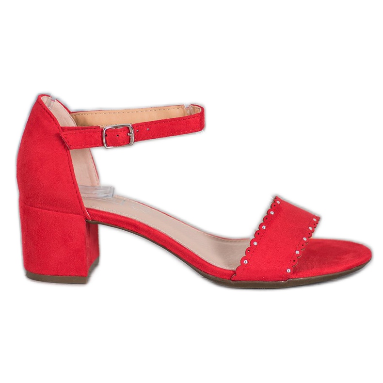 Filippo Sandale din piele de căprioară cu perle roșu