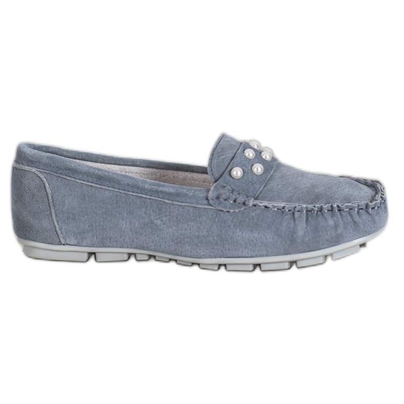 Filippo Mocasini din piele cu perle gri