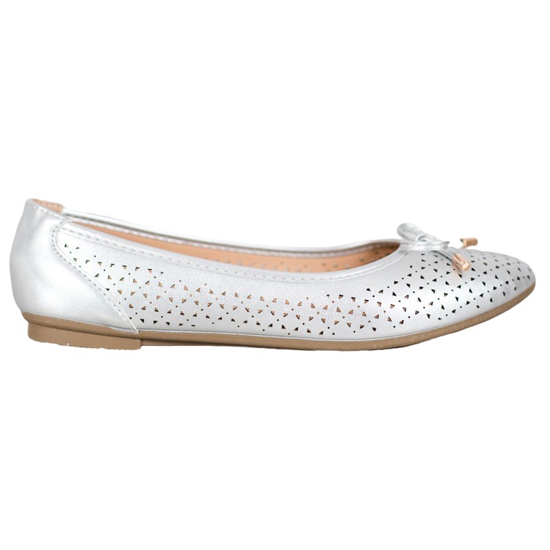 SHELOVET Balerină ajurată cu piele ecologică gri