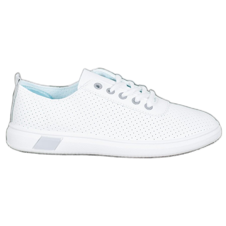 SHELOVET Adidași ajurati cu piele ecologică alb gri