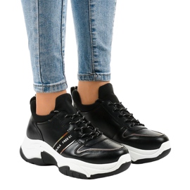 Adidași la modă din piele ecologică B0-189 negru Adidași la modă din piele ecologică B0-189 negru