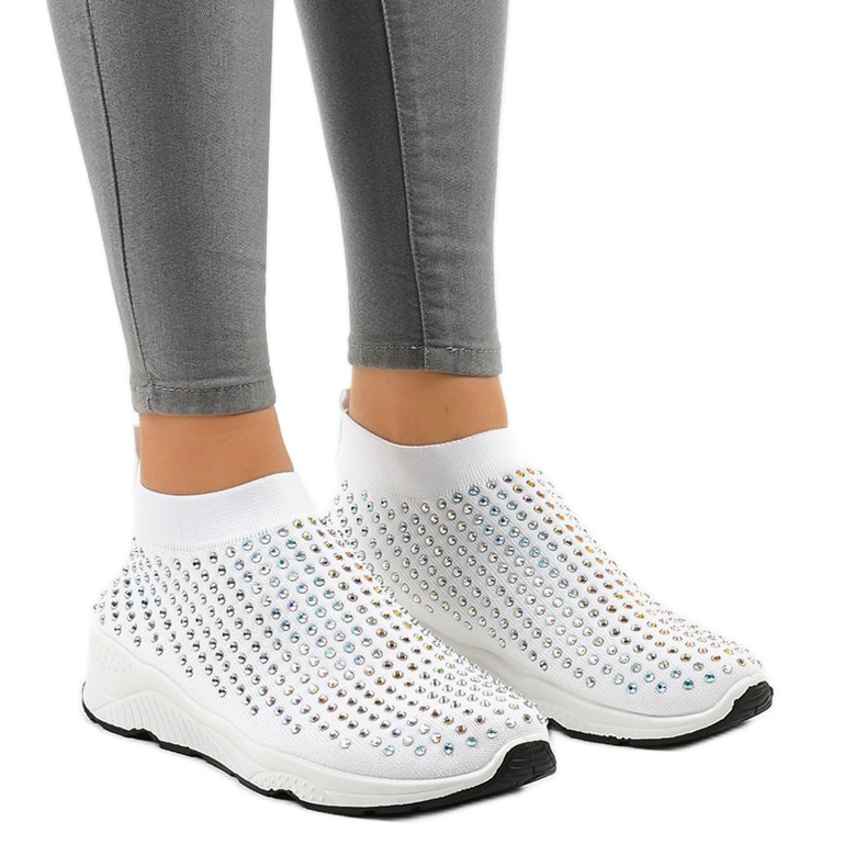 Pantofi sport albi cu zirconii cubice LG27 Pantofi sport albi cu zirconii cubice LG27