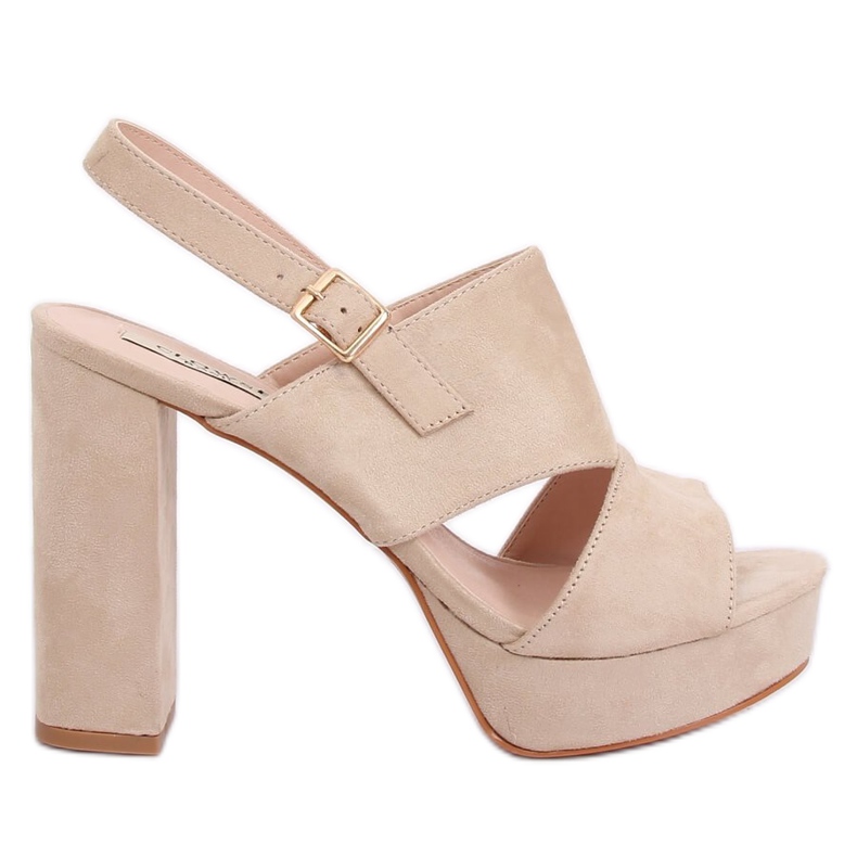 Sandale pe stâlp bej 9R02 Bej maro verde