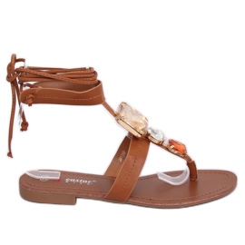 Flip-flops cu pietre de cămilă JH126P Camel maro