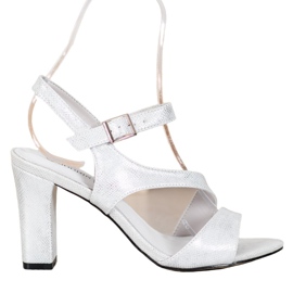 Goodin Sandale elegante cu sclipici argint gri