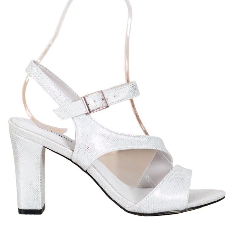 Goodin Sandale elegante cu sclipici argint gri