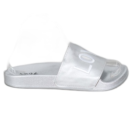 Small Swan Papuci din piele ecologică LOVE & HATE argint Small Swan Papuci din piele ecologică LOVE & HATE argint