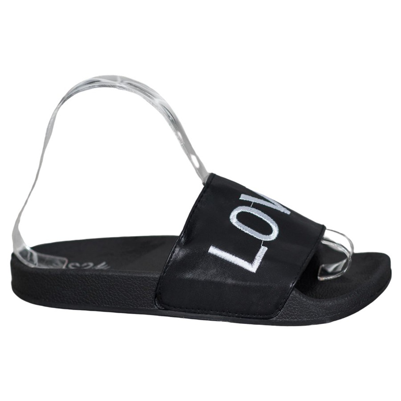 Small Swan Papuci din piele ecologică LOVE &amp; HATE negru