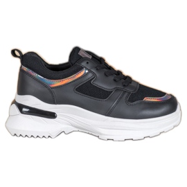 SHELOVET Adidași negri cu efect Holo negru SHELOVET Adidași negri cu efect Holo negru