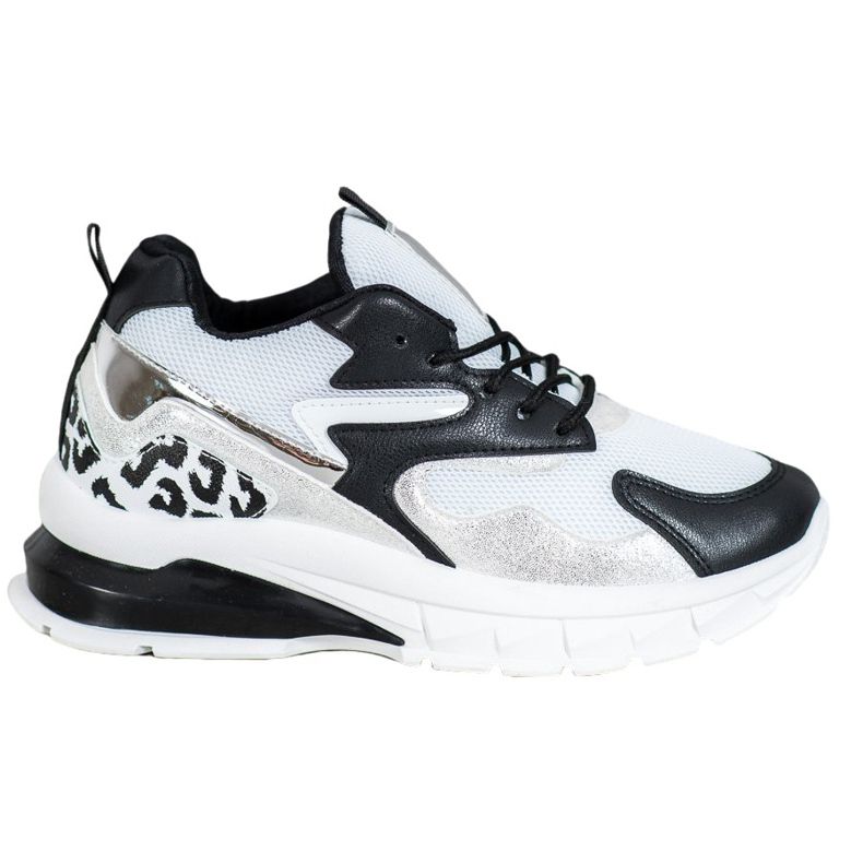 Ideal Shoes Adidași cu inserții negre alb negru