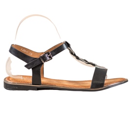 Small Swan Sandale negre confortabile negru Small Swan Sandale negre confortabile negru