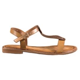 Small Swan Sandale clasice cu piele ecologică maro Small Swan Sandale clasice cu piele ecologică maro
