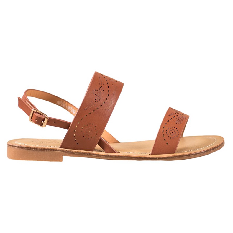 Small Swan Sandale cu model ajurat maro Small Swan Sandale cu model ajurat maro