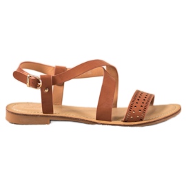 Small Swan Sandale maro cu piele ecologică